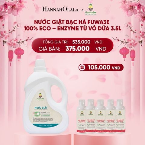  DEAL 3: NƯỚC GIẶT BẠC HÀ FUWA3E PHÙ HỢP CHO ĐỒ LÓT ĐỒ LỤA VÀ AN TOÀN CHO EM BÉ 3.5L 