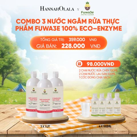 COMBO 3 CHAI NƯỚC NGÂM RỬA THỰC PHẨM FUWA3E LÀM SẠCH RAU CỦ QUẢ KHỬ MÙI CÁ THỊT 1L - DEAL 4_E20 