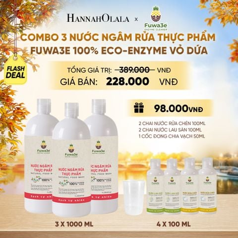  COMBO 3 CHAI NƯỚC NGÂM RỬA THỰC PHẨM FUWA3E LÀM SẠCH RAU CỦ QUẢ, KHỬ MÙI CÁ THỊT 1L - DEAL 4 - E658 
