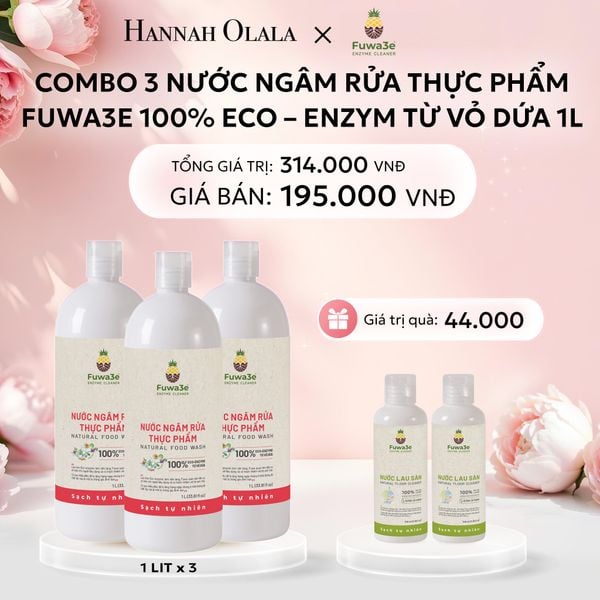  E447: DEAL 5: COMBO 3 CHAI NƯỚC NGÂM RỬA THỰC PHẨM FUWA3E LÀM SẠCH RAU CỦ QUẢ, KHỬ MÙI CÁ THỊT  1L 