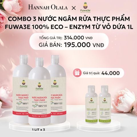  E447: DEAL 5: COMBO 3 CHAI NƯỚC NGÂM RỬA THỰC PHẨM FUWA3E LÀM SẠCH RAU CỦ QUẢ, KHỬ MÙI CÁ THỊT  1L 