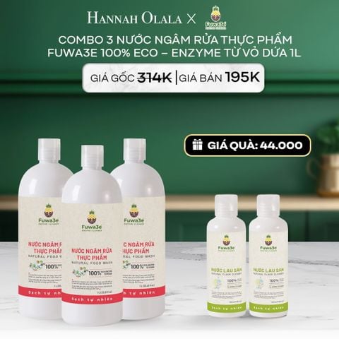  DEAL 5: COMBO 3 CHAI NƯỚC NGÂM RỬA THỰC PHẨM FUWA3E LÀM SẠCH RAU CỦ QUẢ, KHỬ MÙI CÁ THỊT 1L 