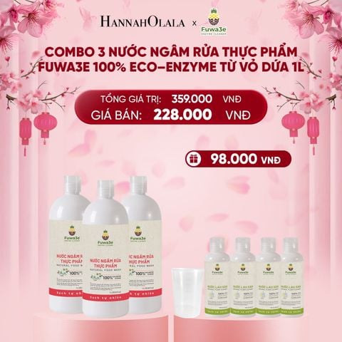  DEAL 5: COMBO 3 CHAI NƯỚC NGÂM RỬA THỰC PHẨM FUWA3E LÀM SẠCH RAU CỦ QUẢ, KHỬ MÙI CÁ THỊT 1L 