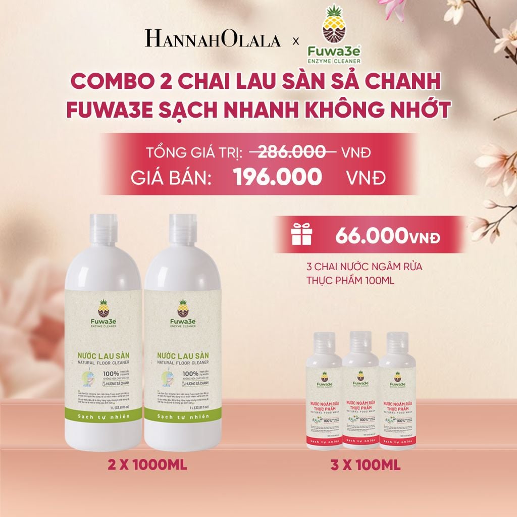  COMBO 2 NƯỚC LAU SÀN SẢ CHANH FUWA3E SẠCH NHANH KHÔNG NHỚT, KHỬ MÙI HIỆU QUẢ 1L - DEAL 5 - A1421 