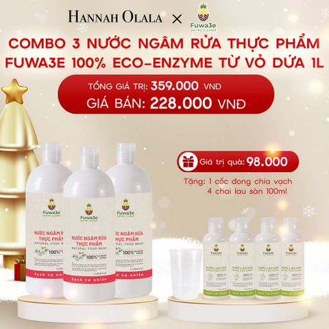  A57_DEAL 5: COMBO 3 CHAI NƯỚC NGÂM RỬA THỰC PHẨM FUWA3E LÀM SẠCH RAU CỦ QUẢ, KHỬ MÙI CÁ THỊT 1L 