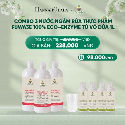  DEAL 5: COMBO 3 CHAI NƯỚC NGÂM RỬA THỰC PHẨM FUWA3E LÀM SẠCH RAU CỦ QUẢ, KHỬ MÙI CÁ THỊT 1L 