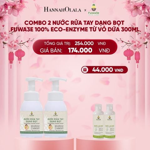  DEAL 6: COMBO 2 NƯỚC RỬA TAY DẠNG BỌT FUWA3E 100% ECO - ENZYME TỪ VỎ DỨA 300ML 