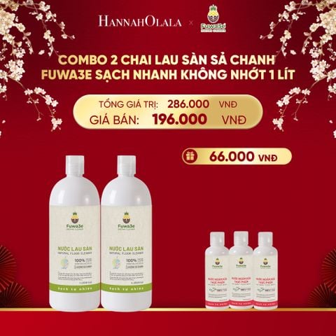  DEAL 6: COMBO 2 NƯỚC LAU SÀN SẢ CHANH FUWA3E SẠCH NHANH KHÔNG NHỚT, KHỬ MÙI HIỆU QUẢ 1L 