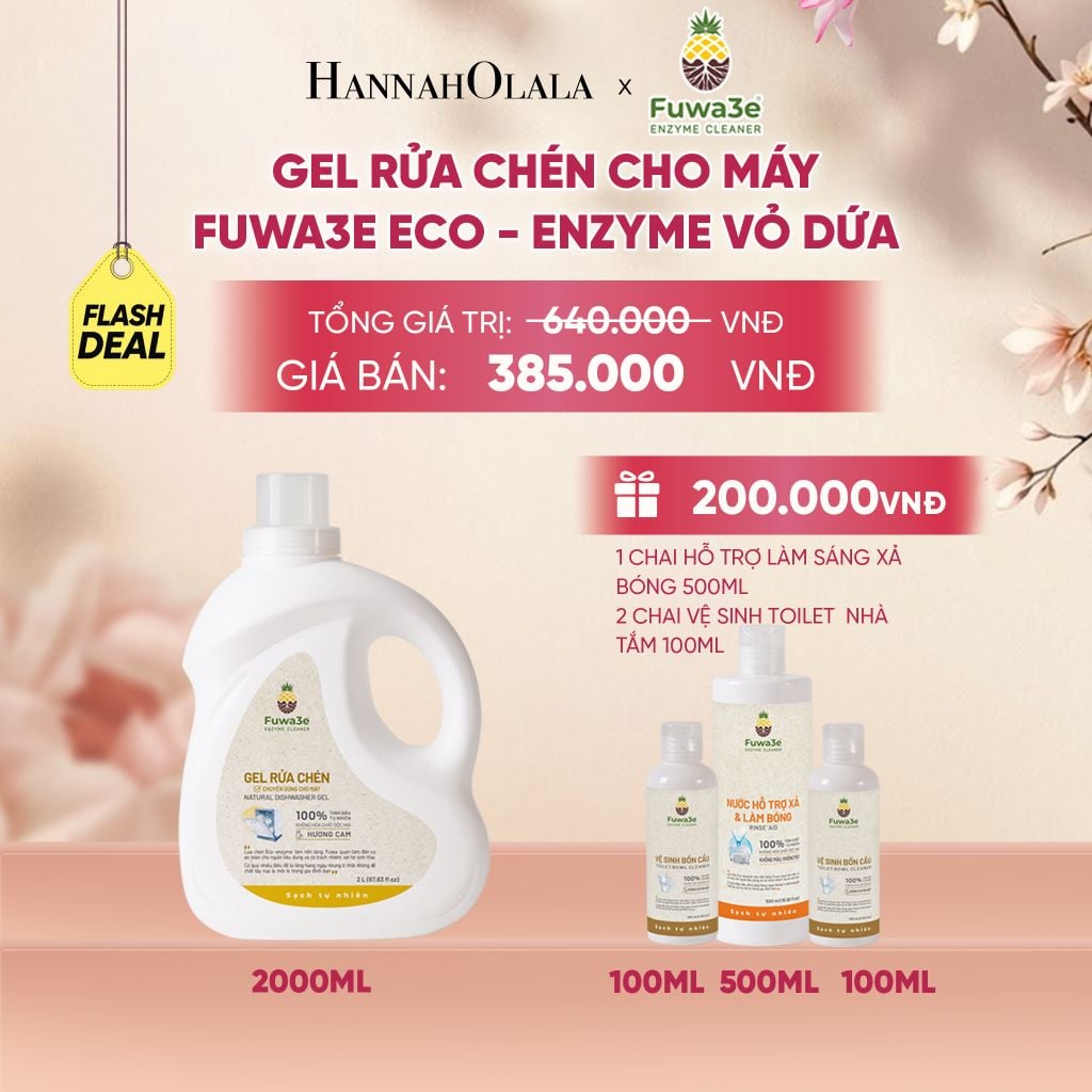  GEL RỬA CHÉN CHO MÁY FUWA3E 100% ECO-ENZYME VỎ DỨA AN TOÀN 2 LÍT - DEAL 6 - A140 