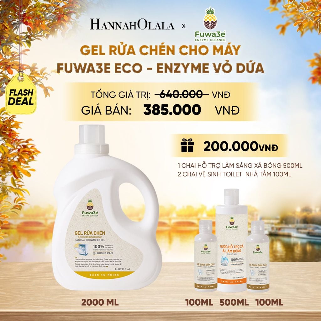  GEL RỬA CHÉN CHO MÁY FUWA3E 100% ECO- ENZYME VỎ DỨA AN TOÀN 2 LIT - DEAL 6 - E660 