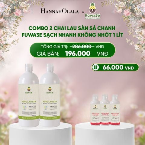  DEAL 6: COMBO 2 NƯỚC LAU SÀN SẢ CHANH FUWA3E SẠCH NHANH KHÔNG NHỚT, KHỬ MÙI HIỆU QUẢ 1L 