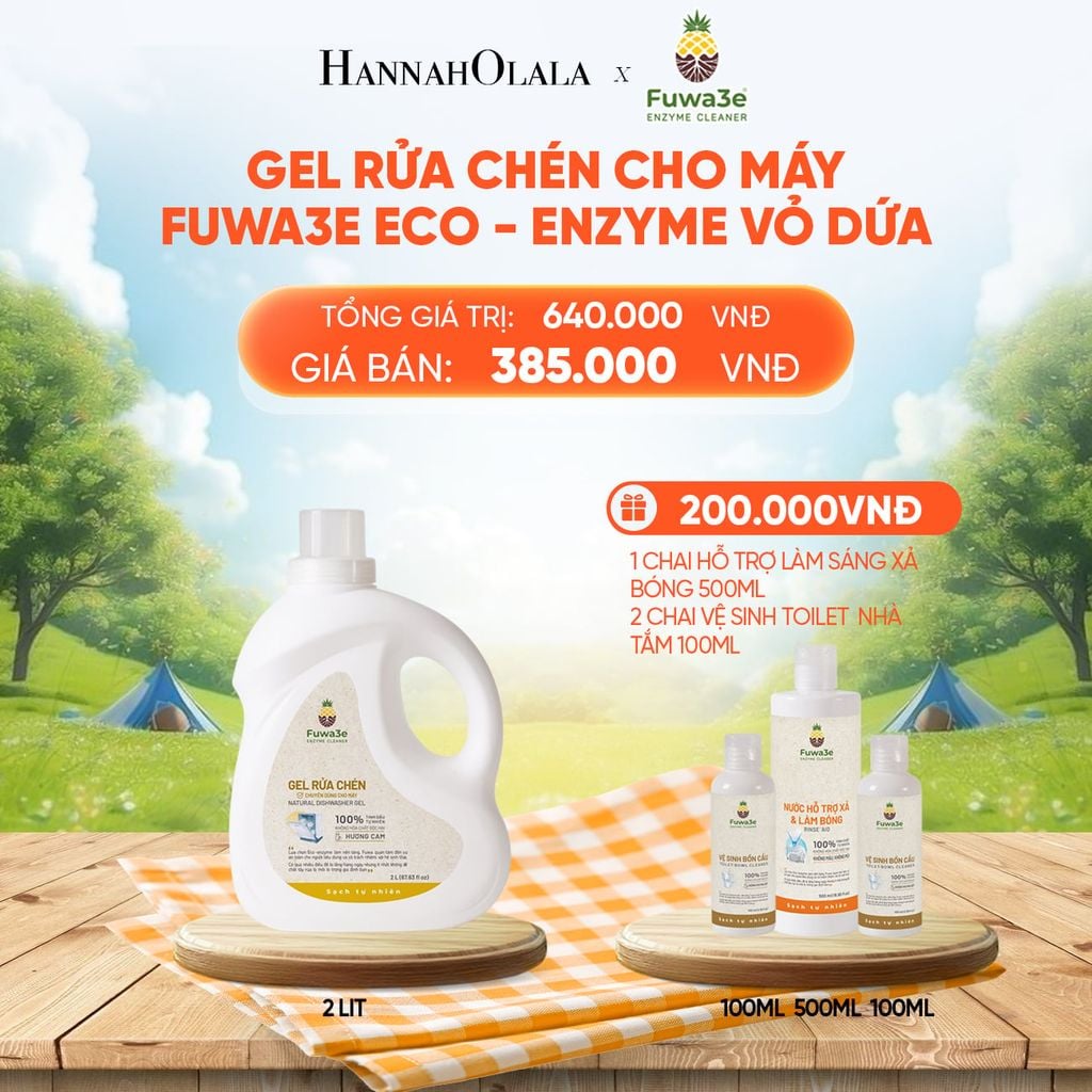  GEL RỬA CHÉN CHO MÁY FUWA3E 100% ECO-ENZYME VỎ DỨA AN TOÀN 2 LÍT - DEAL 6 