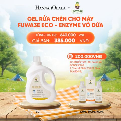  GEL RỬA CHÉN CHO MÁY FUWA3E 100% ECO-ENZYME VỎ DỨA AN TOÀN 2 LÍT - DEAL 6 