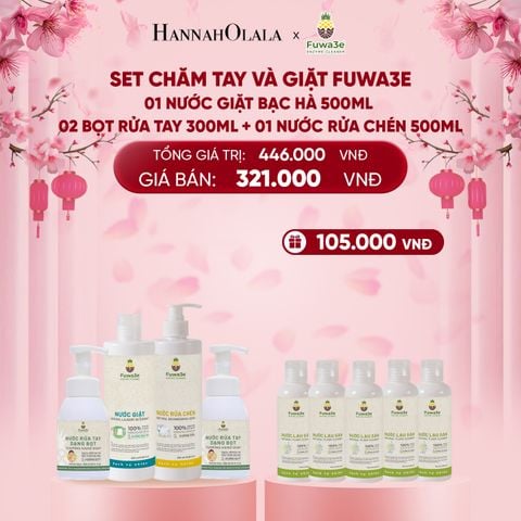  DEAL 8: SET CHĂM TAY VÀ GIẶT: 01 NƯỚC GIẶT BẠC HÀ 500ML 02 NƯỚC RỬA TAY DẠNG BỌT 300ML 01 NƯỚC RỬA CHÉN 500ML 