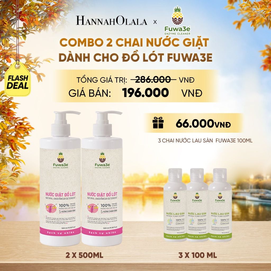  COMBO 2 NƯỚC GIẶT ĐỒ LÓT FUWA3E ECO - ENZYME TỪ VỎ DỨA - DEAL 9 - E663 