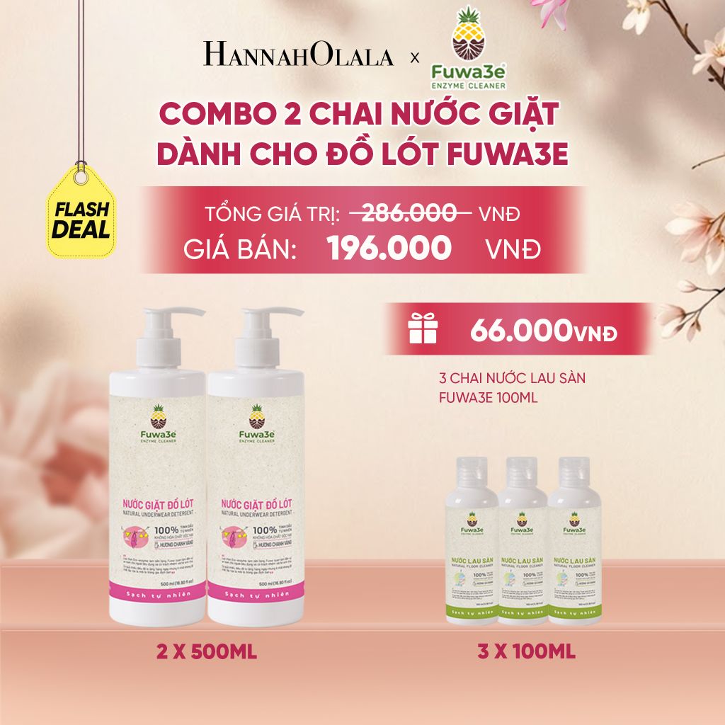  COMBO 2 NƯỚC GIẶT ĐỒ LÓT FUWA3E ECO-ENZYME TỪ VỎ DỨA - DEAL 9 - A143 
