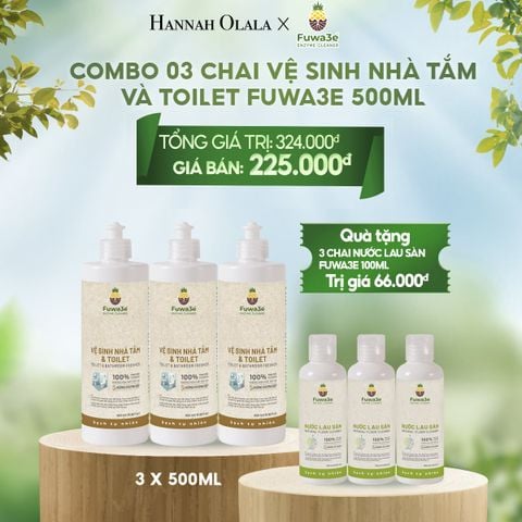  E7_DEAL 10: SET VỆ SINH NHÀ TẮM : 03 VỆ SINH BỒN CẦU NHÀ TẮM VÀ TOILET 500ML 