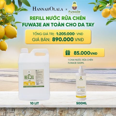  REFILL NƯỚC RỬA CHÉN FUWA3E ECO-ENZYME VỎ DỨA 10 LÍT - DEAL 11 
