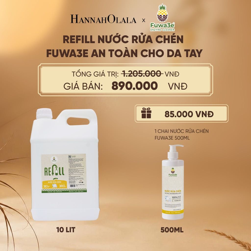  REFILL NƯỚC RỬA CHÉN FUWA3E ECO-ENZYME VỎ DỨA 10 LÍT - DEAL 11 - E32 