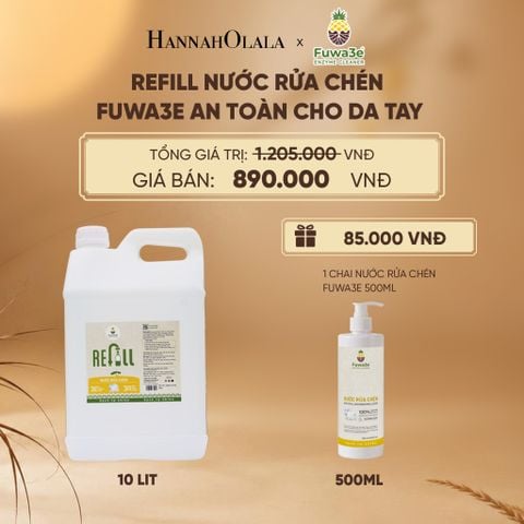  REFILL NƯỚC RỬA CHÉN FUWA3E ECO-ENZYME VỎ DỨA 10 LÍT - DEAL 11 - E32 