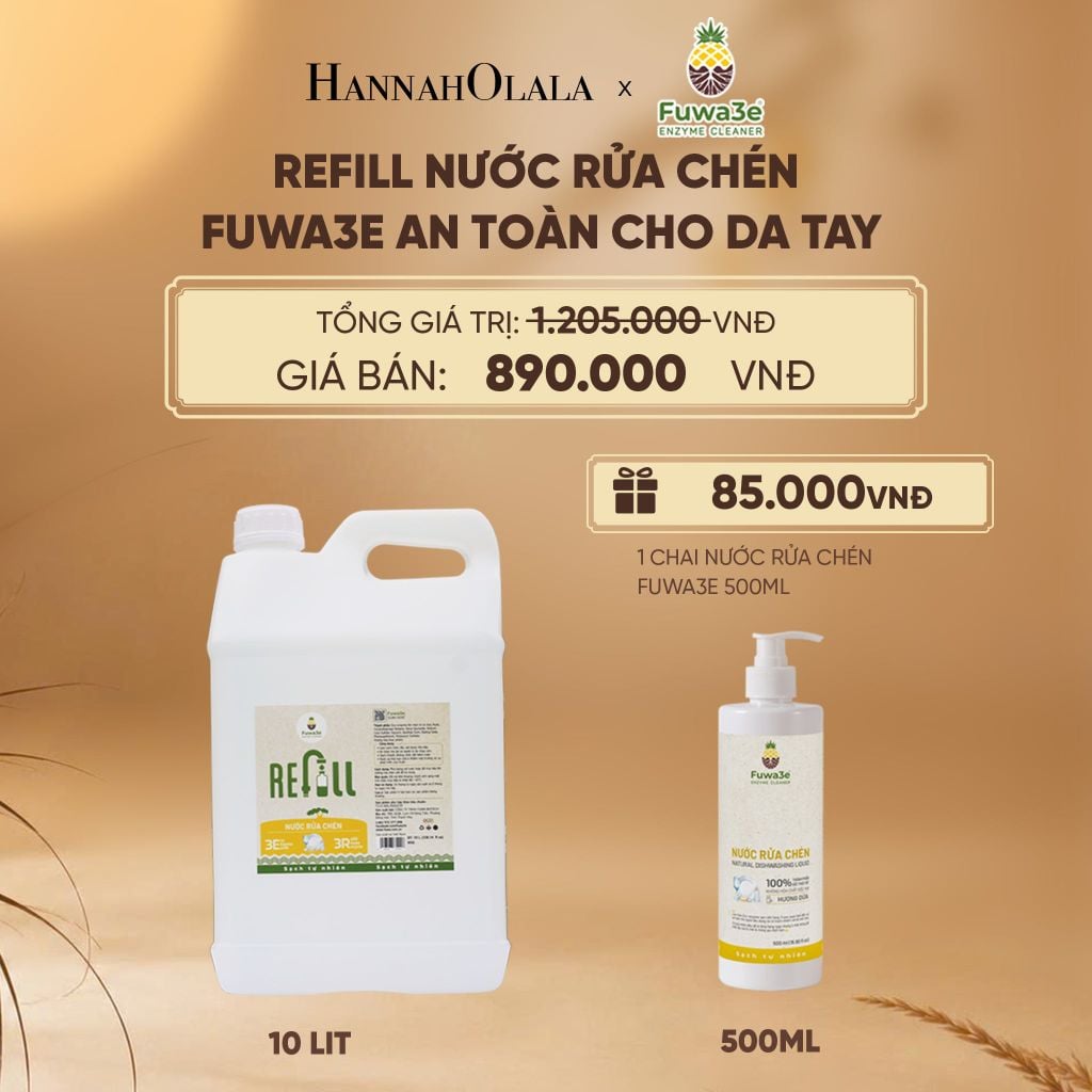  REFILL NƯỚC RỬA CHÉN FUWA3E ECO-ENZYME VỎ DỨA 10 LÍT - DEAL 11 - E21 
