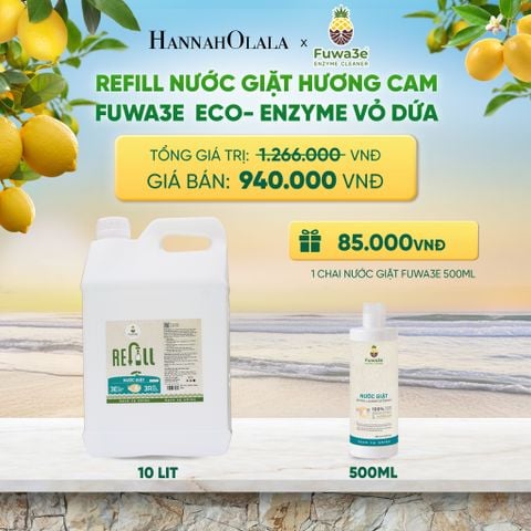  REFILL NƯỚC GIẶT CAM FUWA3E ECO-ENZYME VỎ DỨA 10 LÍT - DEAL 12 