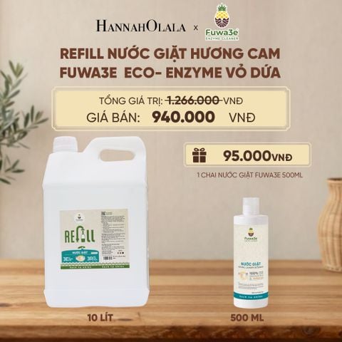  REFILL NƯỚC GIẶT CAM FUWA3E ECO- ENZYME VỎ DỨA 10 LÍT - DEAL 12 - D185 