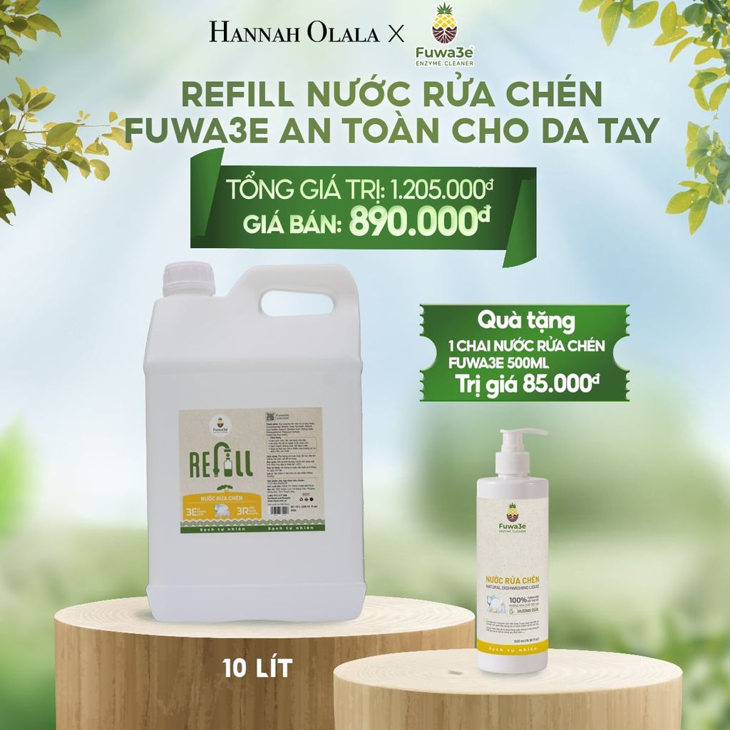  E9_DEAL 12: REFILL NƯỚC RỬA CHÉN FUWA3E ECO- ENZYME VỎ DỨA 10 LÍT 