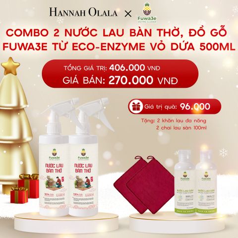  A53_DEAL 12: COMBO 2 NƯỚC LAU BÀN THỜ, ĐỒ GỖ FUWA3E TỪ ECO-ENZYME VỎ DỨA 500ML 