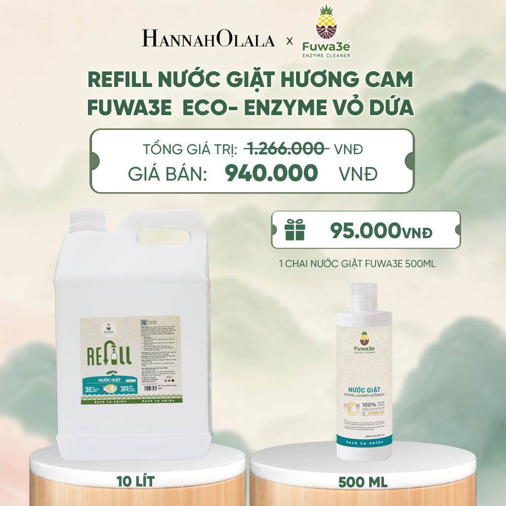  REFILL NƯỚC GIẶT CAM FUWA3E ECO- ENZYME VỎ DỨA 10 LÍT - DEAL 12 - A1940 