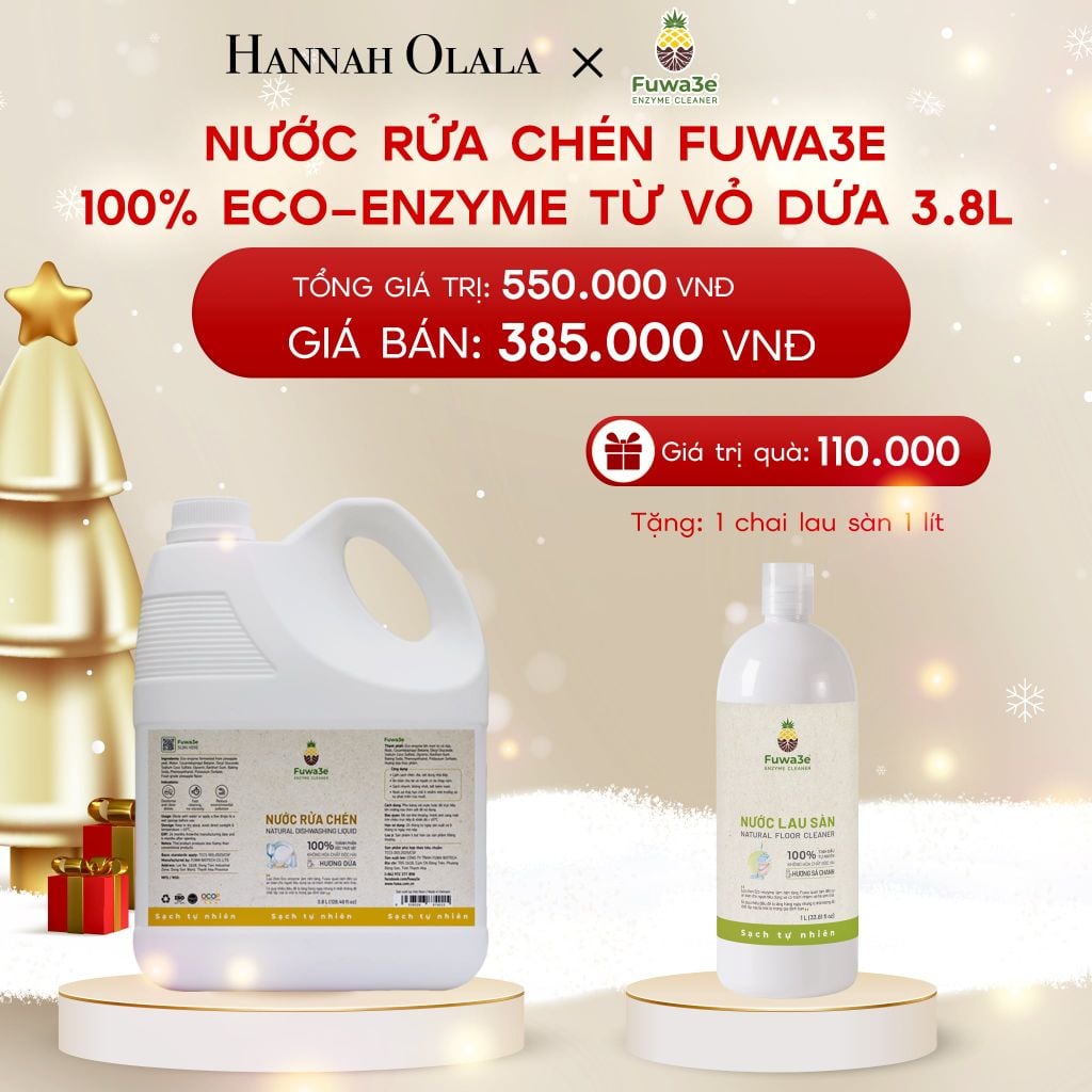  DEAL 13: NƯỚC RỬA CHÉN FUWA3E ECO- ENZYME VỎ DỨA AN TOÀN CHO DA TAY 3.8L 