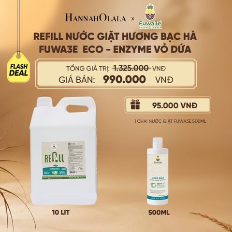  REFILL NƯỚC GIẶT BẠC HÀ FUWA3E ECO-ENZYME VỎ DỨA 10 LÍT - DEAL 13 - E34 