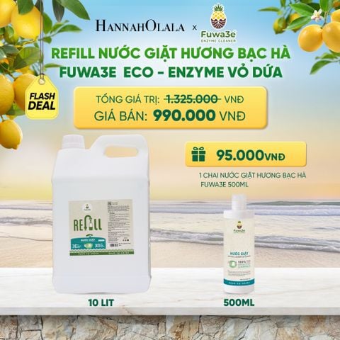  REFILL NƯỚC GIẶT BẠC HÀ FUWA3E ECO-ENZYME VỎ DỨA 10 LÍT - DEAL 13 