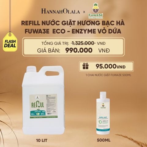  REFILL NƯỚC GIẶT BẠC HÀ FUWA3E ECO-ENZYME VỎ DỨA 10 LÍT - DEAL 13 - E23 