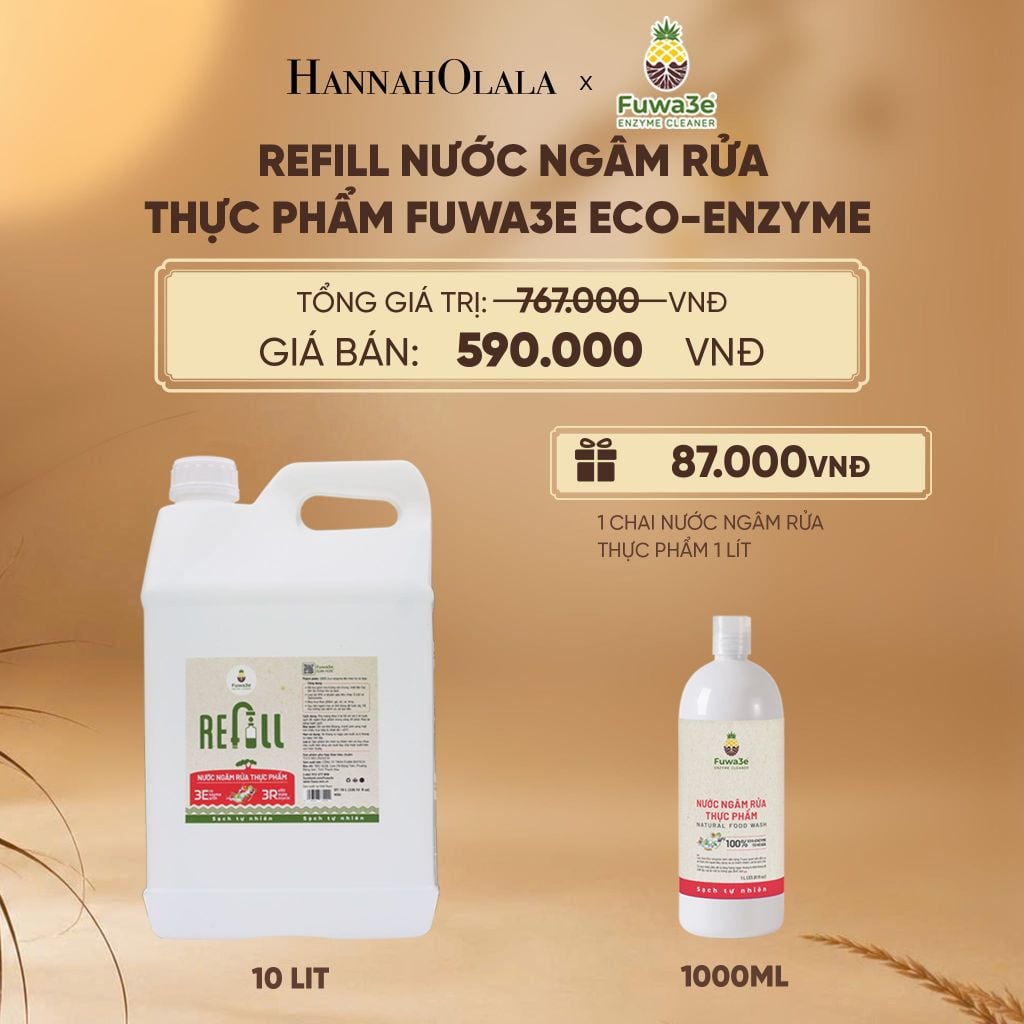  REFILL NƯỚC NGÂM RỬA THỰC PHẨM FUWA3E ECO-ENZYME VỎ DỨA 10 LÍT - DEAL 14 - E24 
