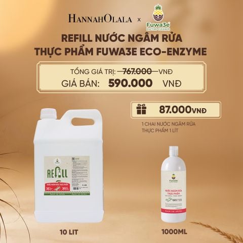  REFILL NƯỚC NGÂM RỬA THỰC PHẨM FUWA3E ECO-ENZYME VỎ DỨA 10 LÍT - DEAL 14 - E24 