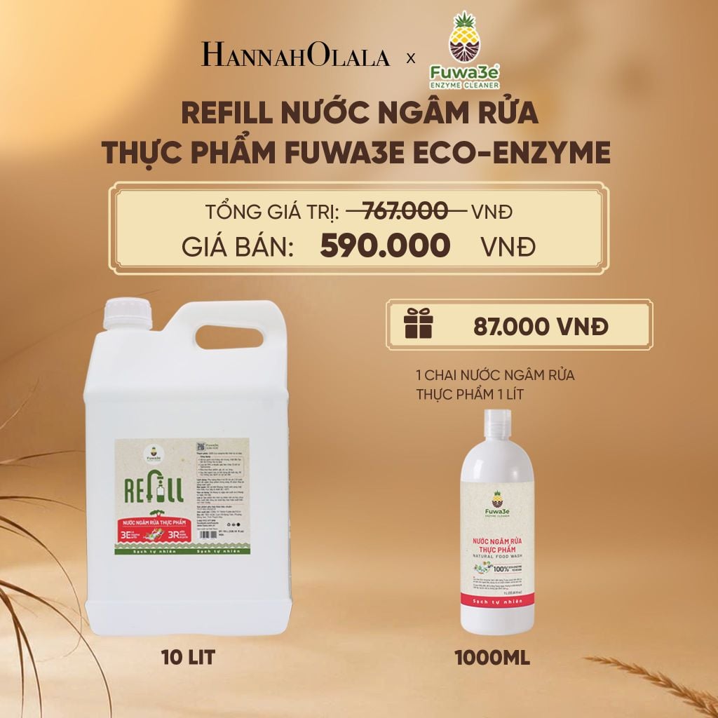 REFILL NƯỚC NGÂM RỬA THỰC PHẨM FUWA3E ECO-ENZYME VỎ DỨA 10 LÍT - DEAL 14 - E35 