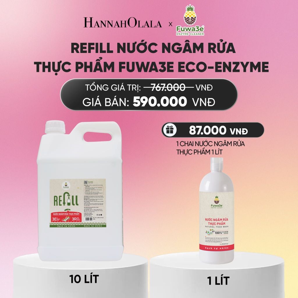 REFILL NƯỚC NGÂM RỬA THỰC PHẨM FUWA3E ECO-ENZYME VỎ DỨA 10 LÍT - DEAL 14_A1522 