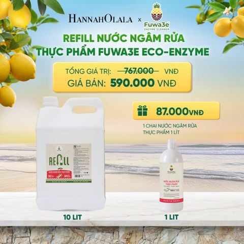  REFILL NƯỚC NGÂM RỬA THỰC PHẨM FUWA3E ECO-ENZYME VỎ DỨA 10 LÍT - DEAL 14 