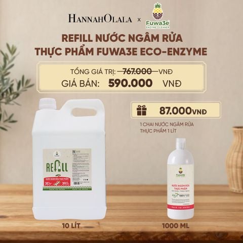  REFILL NƯỚC NGÂM RỬA THỰC PHẨM FUWA3E ECO- ENZYME VỎ DỨA 10 LÍT - DEAL 14 - D187 