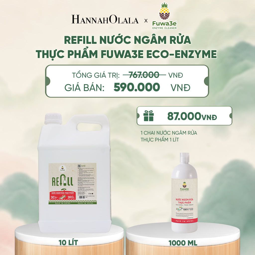  REFILL NƯỚC NGÂM RỬA THỰC PHẨM FUWA3E ECO- ENZYME VỎ DỨA 10 LÍT - DEAL 14 - A1942 