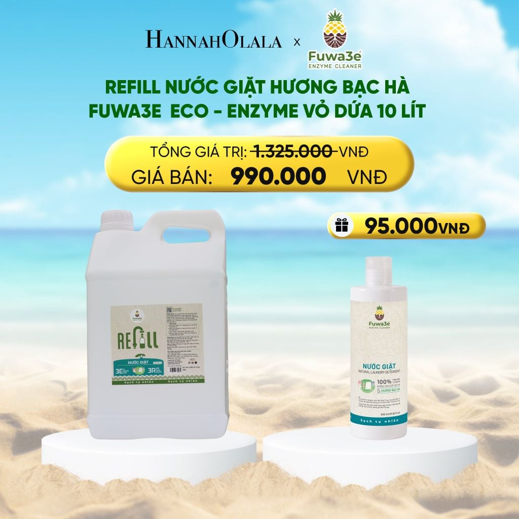  DEAL 14: REFILL NƯỚC GIẶT BẠC HÀ FUWA3E ECO- ENZYME VỎ DỨA 10 LÍT 