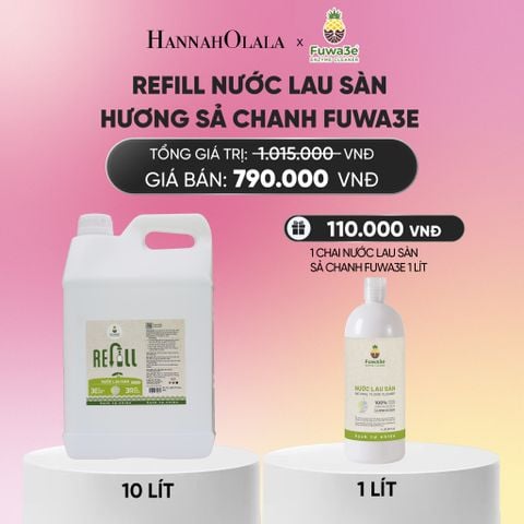  REFILL NƯỚC LAU SÀN SẢ CHANH FUWA3E ECO-ENZYME VỎ DỨA 10 LÍT - DEAL 15_A1523 