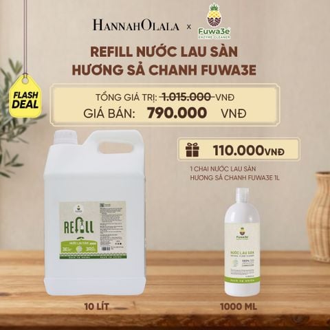  REFILL NƯỚC LAU SÀN SẢ CHANH FUWA3E ECO- ENZYME VỎ DỨA 10 LÍT - DEAL 15 - D188 