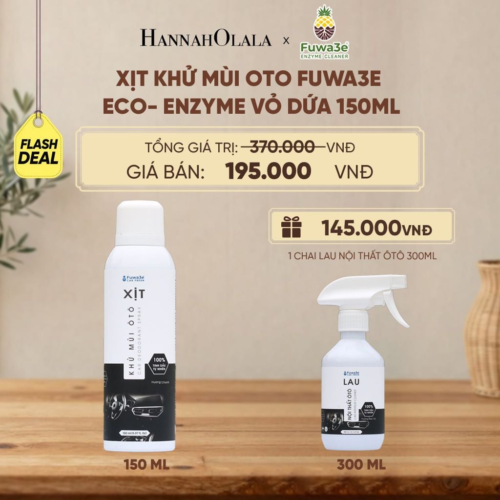 XỊT KHỬ MÙI OTO FUWA3E ECO- ENZYME VỎ DỨA 150ML - DEAL 16 - D189 