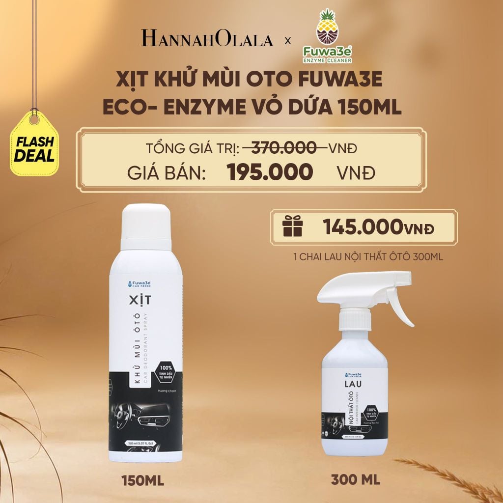  XỊT KHỬ MÙI OTO FUWA3E ECO-ENZYME VỎ DỨA 150ML - DEAL 16 - E26 