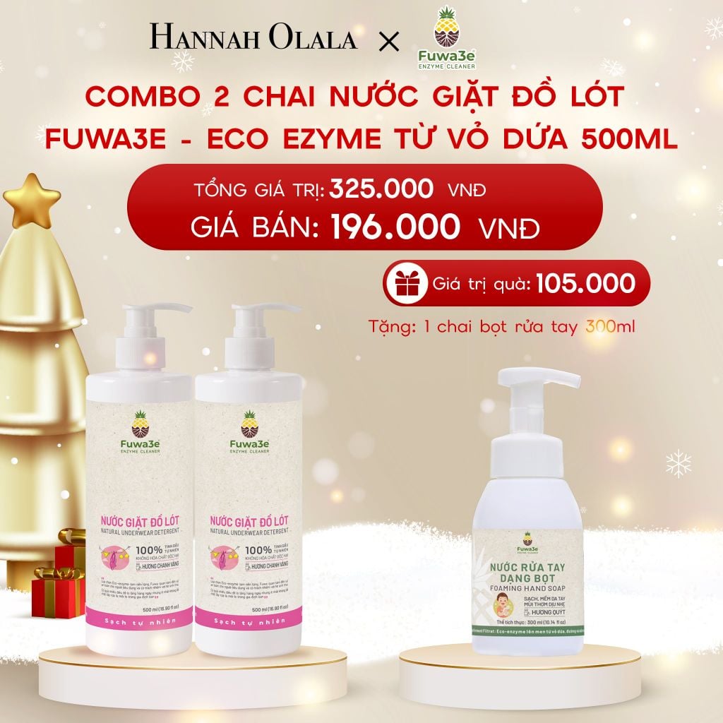  DEAL 16: COMBO 2 NƯỚC GIẶT ĐỒ LÓT FUWA3E ECO - ENZYME TỪ VỎ DỨA 
