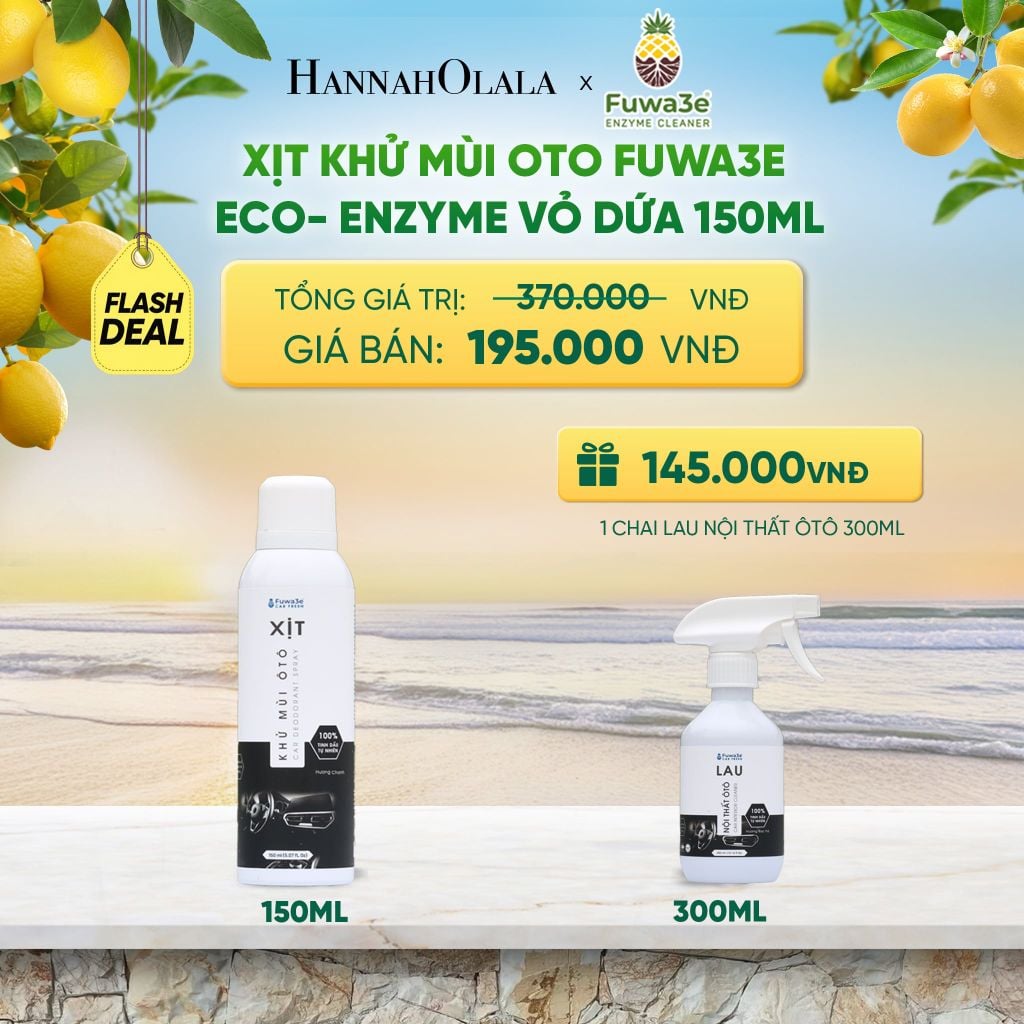  [FLASHDEAL] XỊT KHỬ MÙI OTO FUWA3E ECO- ENZYME VỎ DỨA 150ML - DEAL 16 