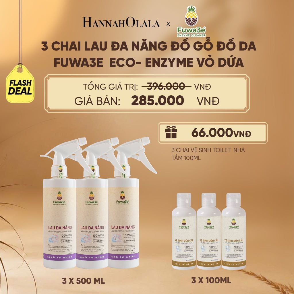  COMBO 3 LAU ĐA NĂNG BẾP ĐỒ GỖ ĐỒ DA FUWA3E ECO-ENZYME VỎ DỨA - DEAL 17 - E27 