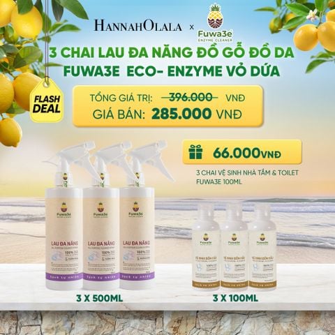  COMBO 3 LAU ĐA NĂNG BẾP ĐỒ GỖ ĐỒ DA FUWA3E  ECO- ENZYME VỎ DỨA - DEAL 17 